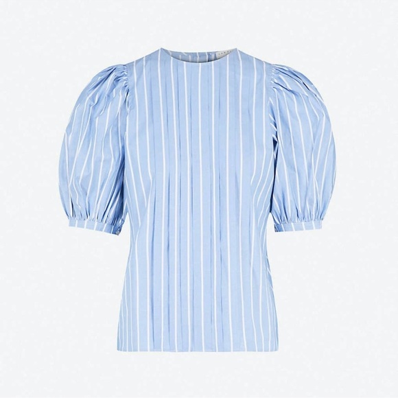 Sandro Tops - SANDRO Puff-ball sleeves blue stripe cotton blouse Size 3 (6US)